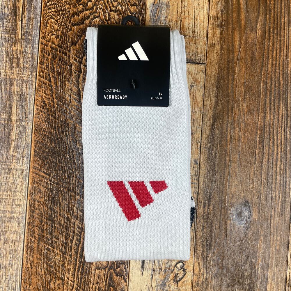 Adidas Men's Small White Red Polyester Cotton Elastane Aeroready Soccer 23 Socks